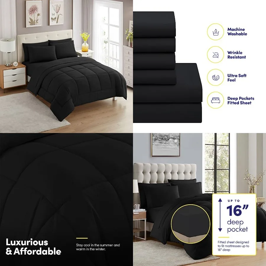 5 Pcs Comforter Set Bag Solid Color All Season Soft Down Alternative Blanket and Luxurious Microfiber Bed Sheets
5 Pcs Comforter Set Bag Solid Color All Season Soft Down Alternative Blanket and Luxurious Microfiber Bed Sheets