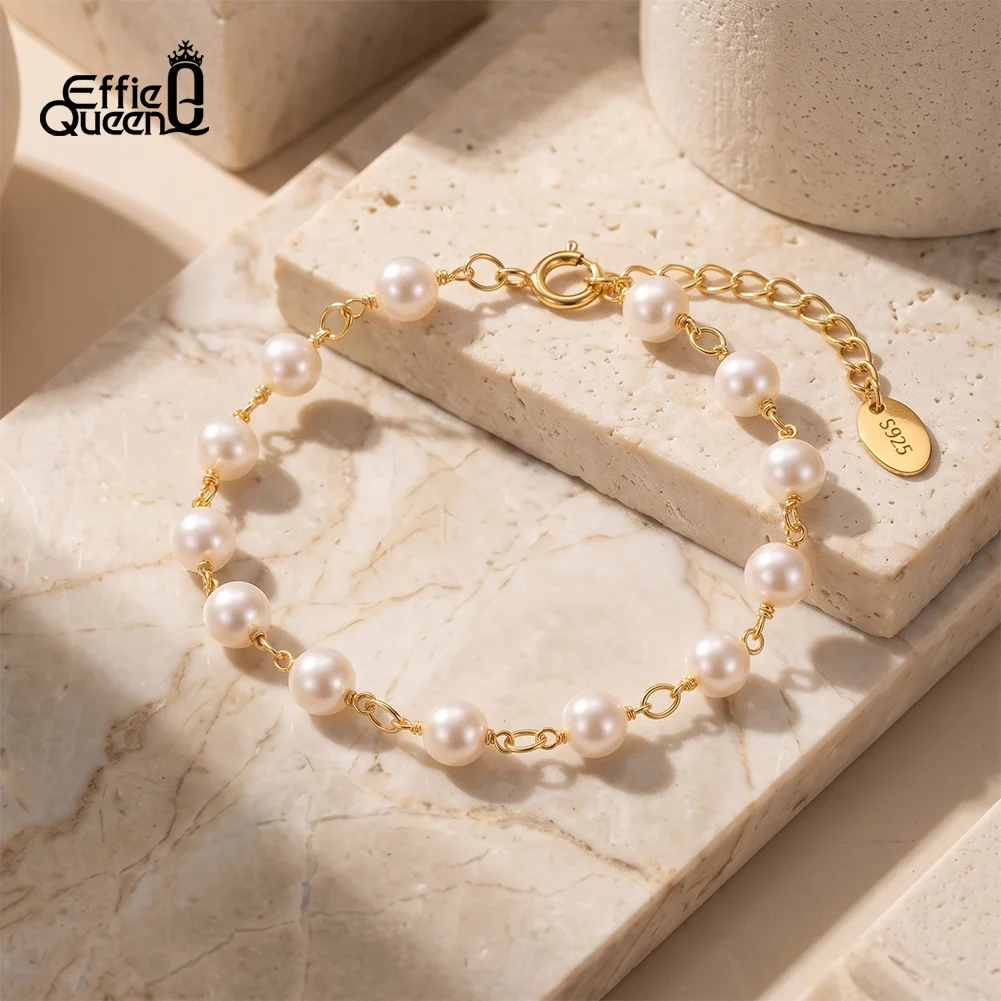 EFFIE QUEEN Summer 925 Sterling Silver Round Natural Pearl Chain Bracelet Chic Beads Design Bangle Wedding Party Jewelry GPB68
EFFIE QUEEN Summer 925 Sterling Silver Round Natural Pearl Chain Bracelet Chic Beads Design Bangle Wedding Party Jewelry GPB68