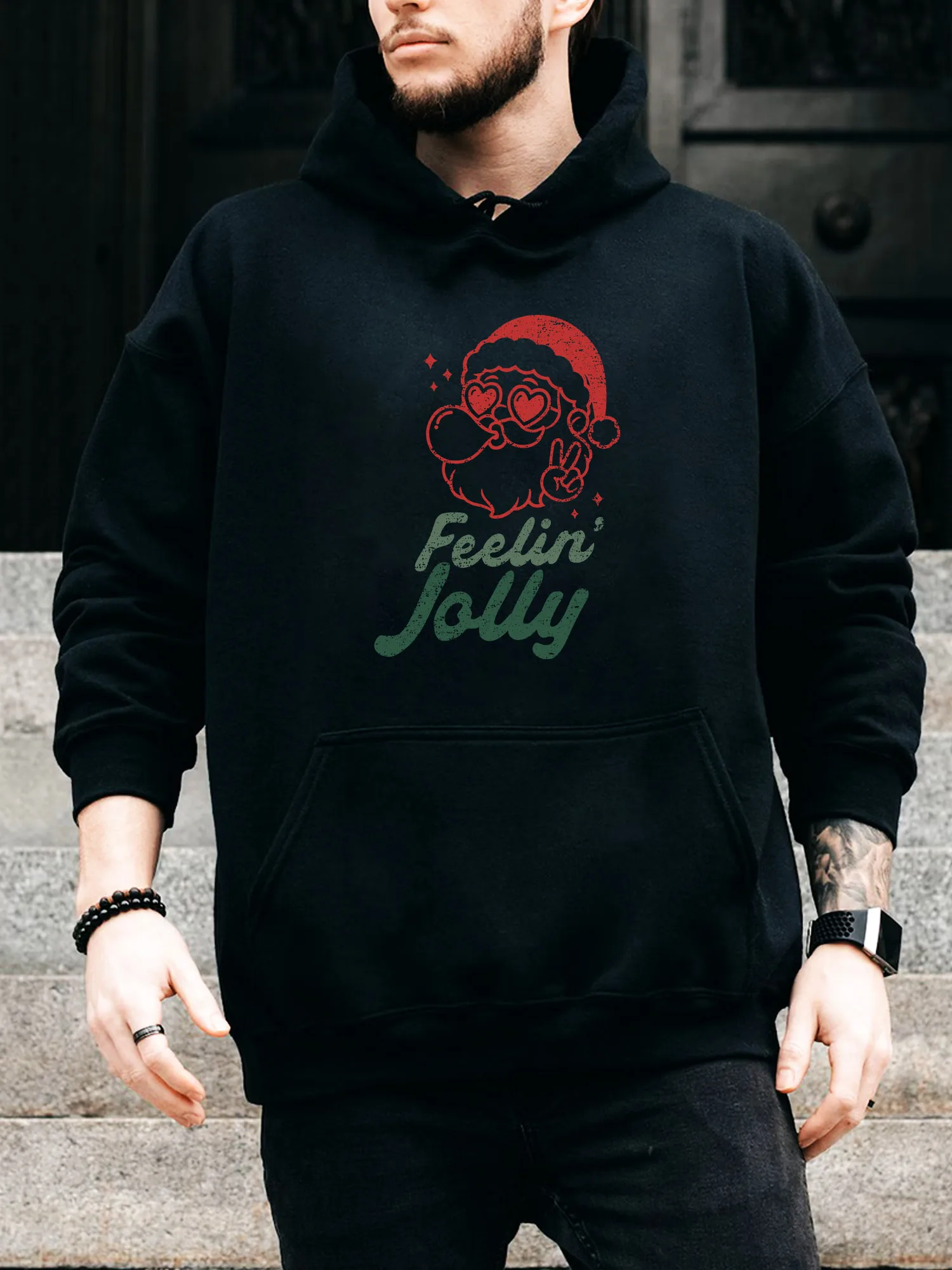 Мужская толстовка с капюшоном на шнурке Distressed Feelin Jolly — повседневный удобный черный пуловер, осенне-зимняя толстовка с капюшоном
Мужская толстовка с капюшоном на шнурке Distressed Feelin Jolly — повседневный удобный черный пуловер, осенне-зимняя толстовка с капюшоном