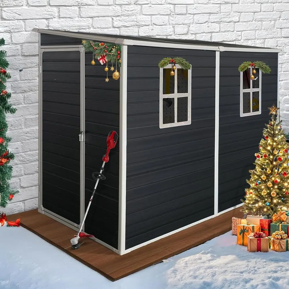 Resin Outdoor Storage Shed, 8x4ft, with Floor, 2 Windows, Ideal for Garden Tools, Bikes, and Beach Chairs
Resin Outdoor Storage Shed, 8x4ft, with Floor, 2 Windows, Ideal for Garden Tools, Bikes, and Beach Chairs