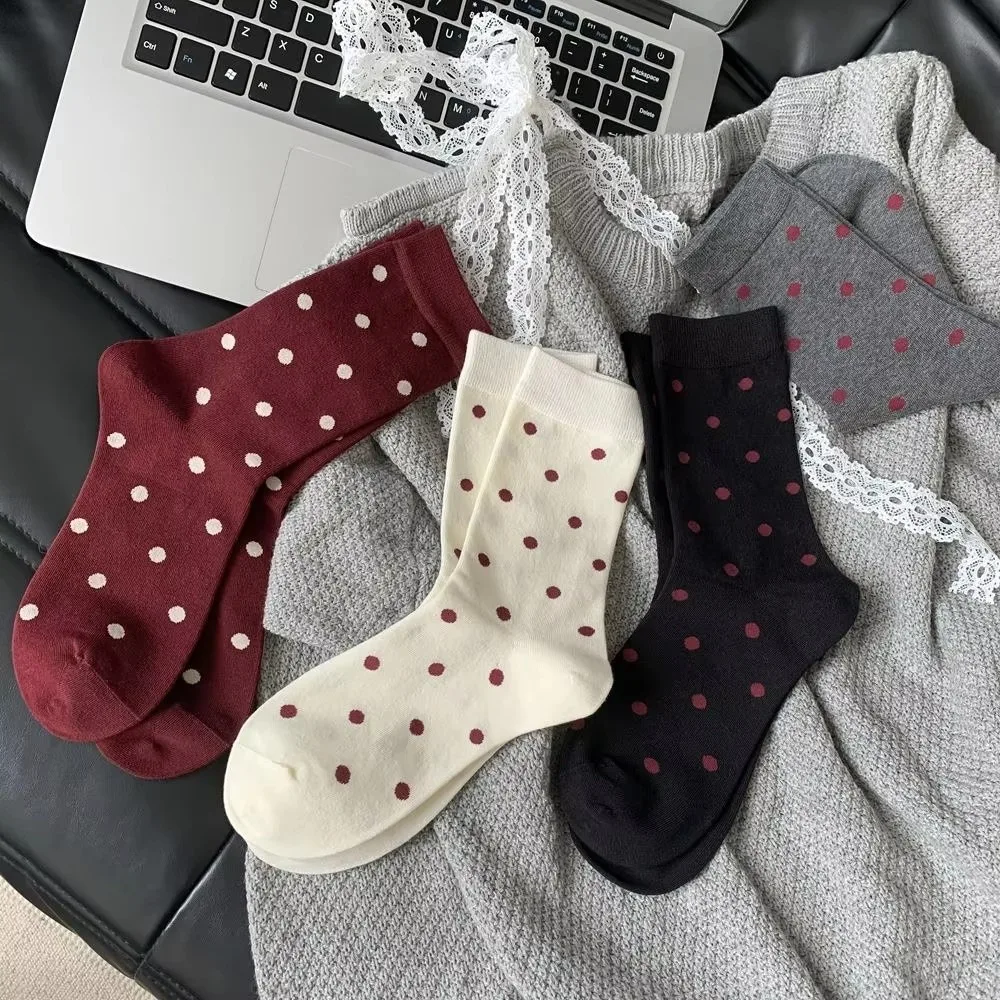 Милые винтажные женские носки в стиле Харадзюку, вязаные эластичные носки средней длины, хлопковые зимние носки в горошек, осень-зима
Милые винтажные женские носки в стиле Харадзюку, вязаные эластичные носки средней длины, хлопковые зимние носки в горошек, осень-зима