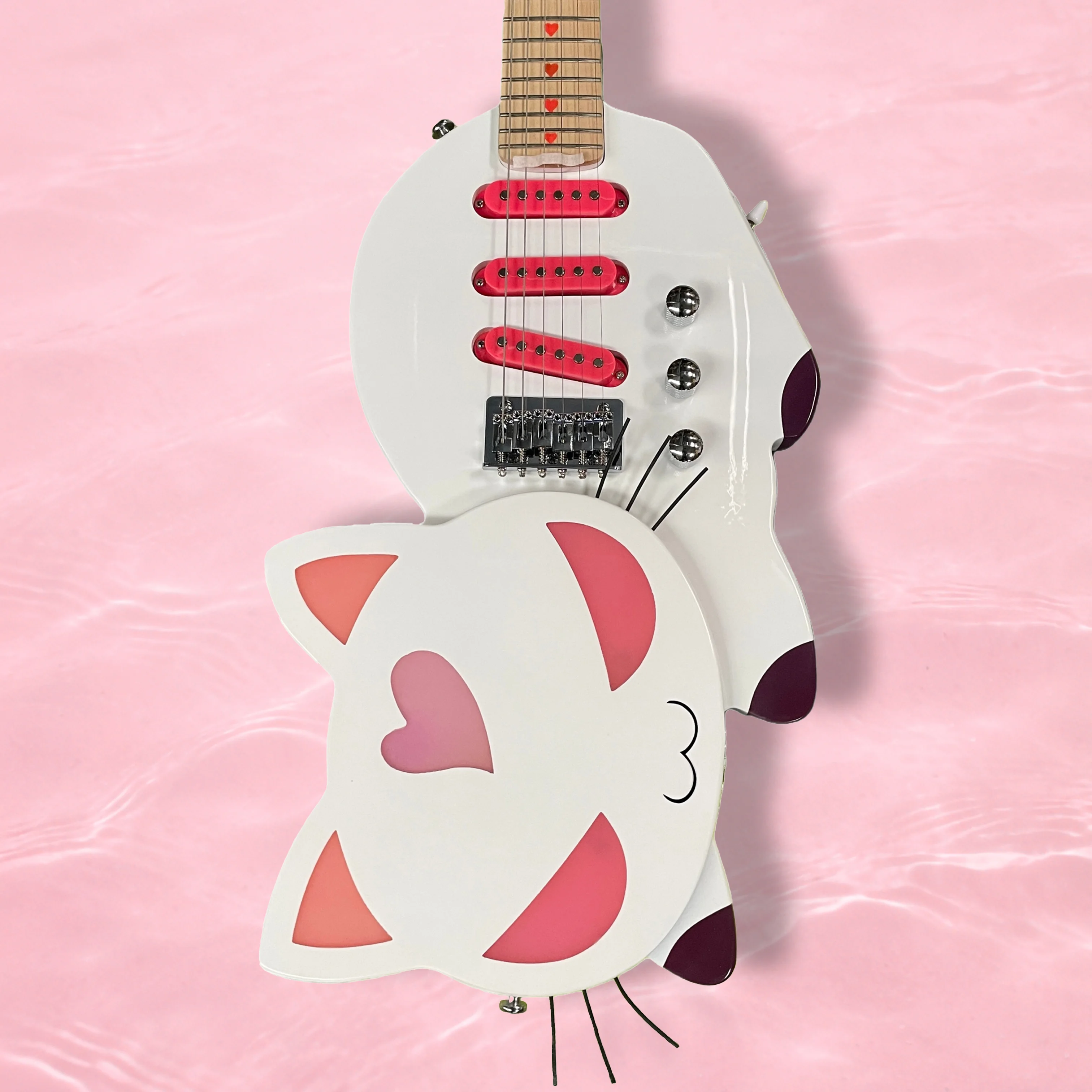 Six-String Electric Guitar White Pink Cat Design Great Gift Maple Neck Pink Accessories High-Quality Sound
Six-String Electric Guitar White Pink Cat Design Great Gift Maple Neck Pink Accessories High-Quality Sound