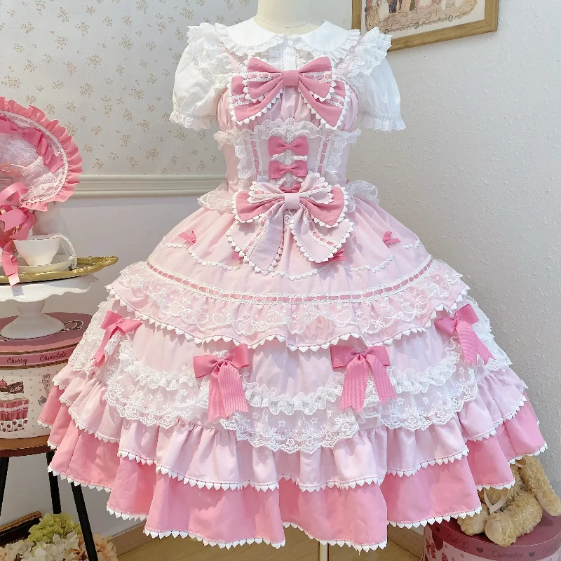 Sweet Princess 2025 New Women's Cute Bow Ruffle Edge Knee-high Pink Suspender Dress Jsk Summer Cosplay Dresses Bnt dsjk3
Sweet Princess 2025 New Women's Cute Bow Ruffle Edge Knee-high Pink Suspender Dress Jsk Summer Cosplay Dresses Bnt dsjk3