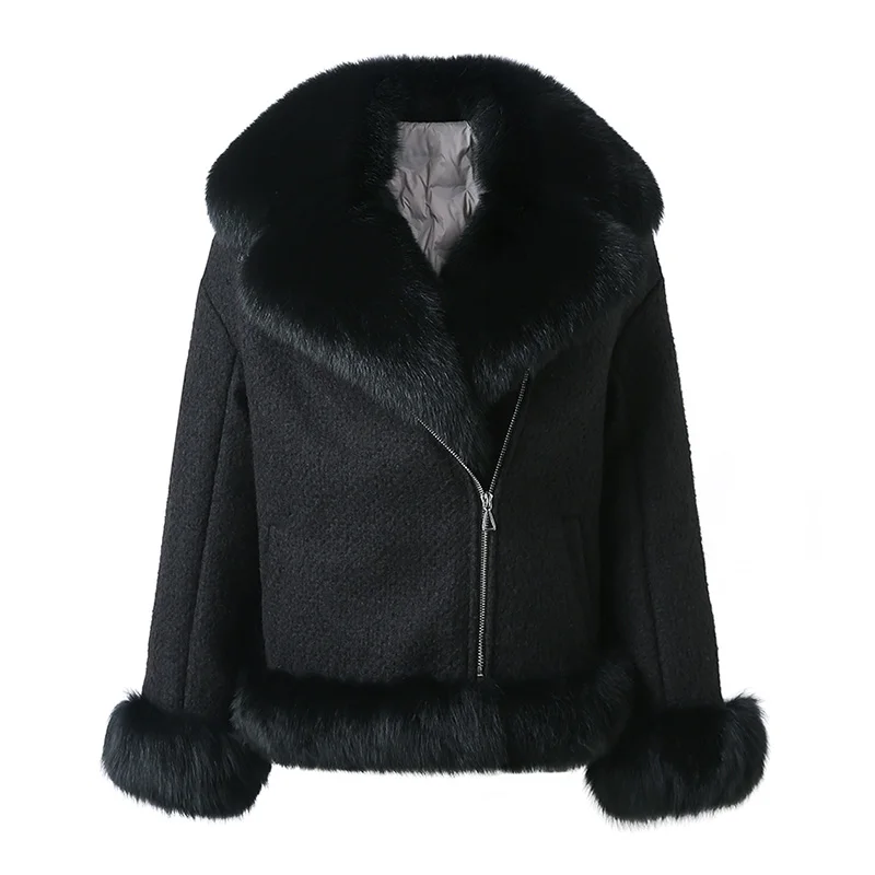 Winter Wool Jackets Real Fox Fur Women Double Face Leather Coats White Goose Down Jacket YX6435
Winter Wool Jackets Real Fox Fur Women Double Face Leather Coats White Goose Down Jacket YX6435