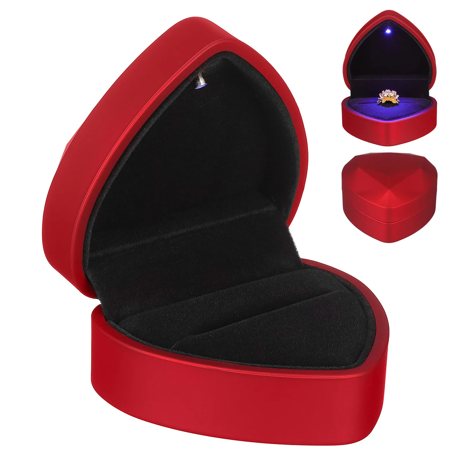 Heart Shape Ring Box LED Light Jewelry Case Soft Slot for Engagement Wedding Proposal Gift Heart Ring Box with LED Light
Heart Shape Ring Box LED Light Jewelry Case Soft Slot for Engagement Wedding Proposal Gift Heart Ring Box with LED Light