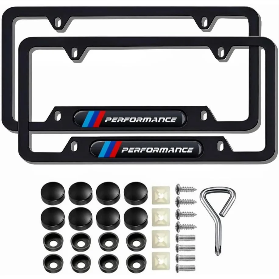 2 Pack Black Aluminum License Plate Frame with Screw Caps for Standard Plates
2 Pack Black Aluminum License Plate Frame with Screw Caps for Standard Plates