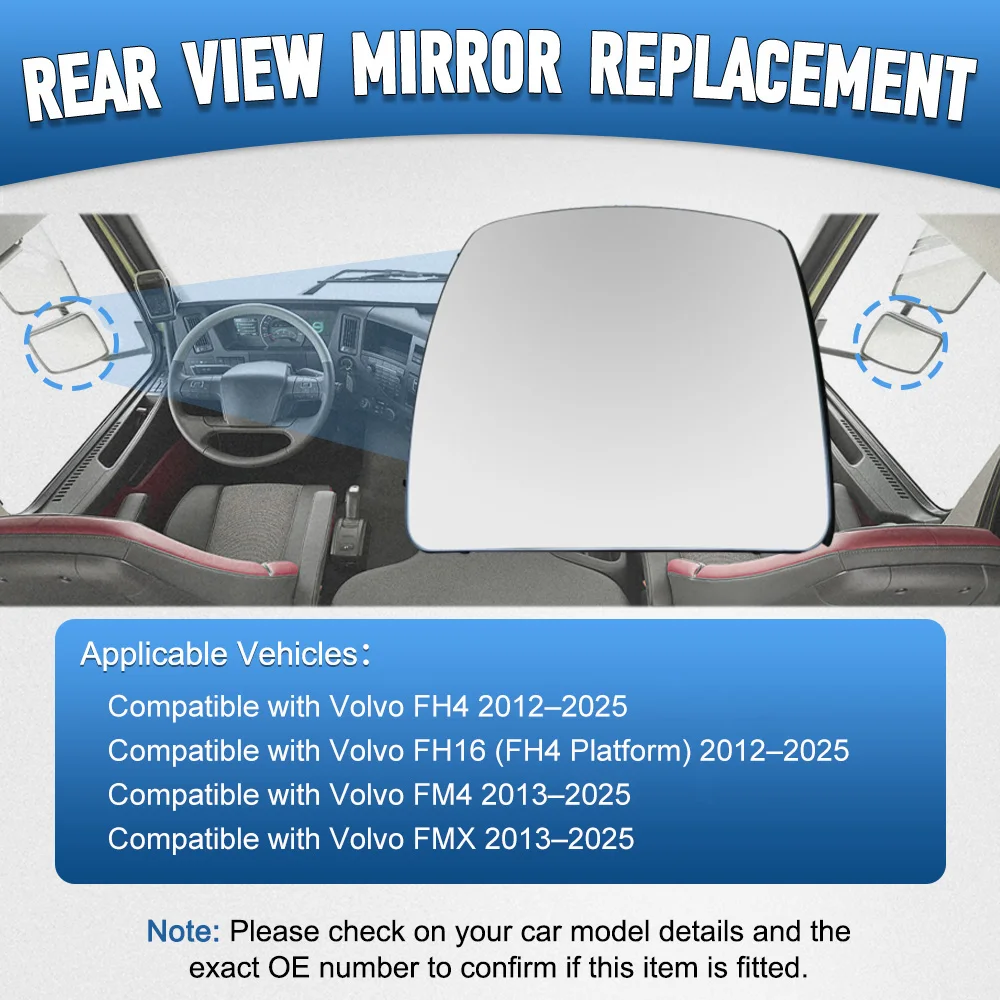 For Volvo FH4 FH16 FM4 FMX 2013-2025 Heated Side Wing Mirror Glass Rearview Mirror Convex Mirror Wide Angle 82356824
For Volvo FH4 FH16 FM4 FMX 2013-2025 Heated Side Wing Mirror Glass Rearview Mirror Convex Mirror Wide Angle 82356824