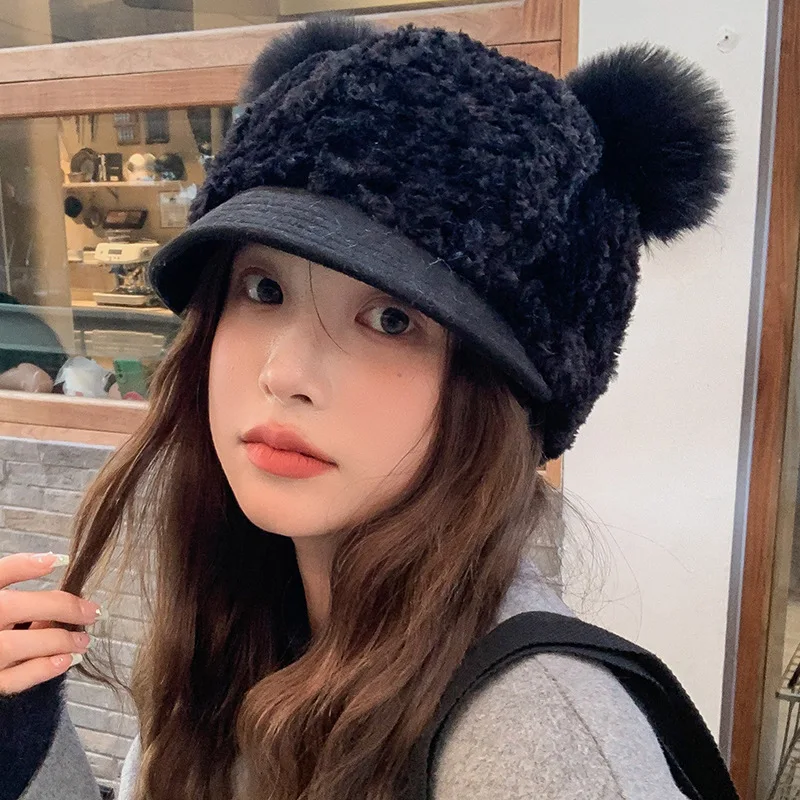 New Solid Color Plush Cap Autumn and Winter Thermal Hat Cute Hairball Ears Dome Short Brim Baseball Hats for Women Casquette
New Solid Color Plush Cap Autumn and Winter Thermal Hat Cute Hairball Ears Dome Short Brim Baseball Hats for Women Casquette