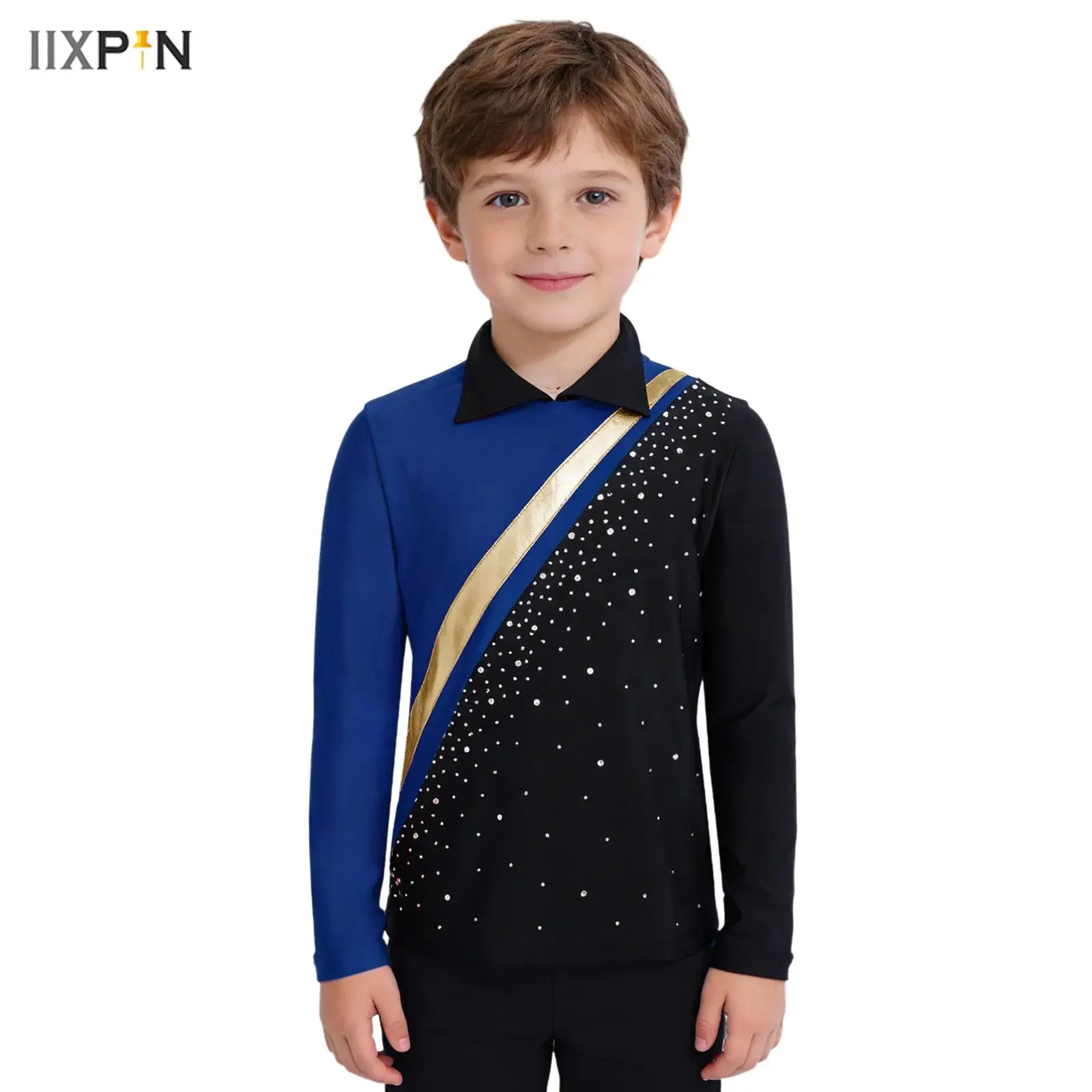 Kid Boys Figure Skating T-Shirts Top Costume Long Sleeve Rhinestones Dancewear for Latin Ballet Dance Roller Skating Performance
Kid Boys Figure Skating T-Shirts Top Costume Long Sleeve Rhinestones Dancewear for Latin Ballet Dance Roller Skating Performance