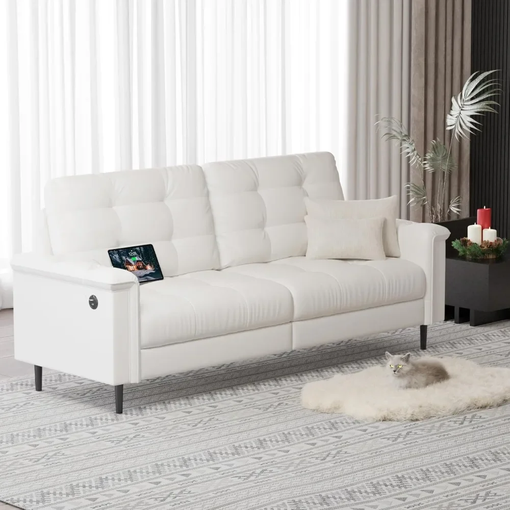 85" W White Faux Leather Sofa Couches for Living Room, Mid-Century Modern Tufted Comfy Small Loveseat w/USB and Wide Ar
85" W White Faux Leather Sofa Couches for Living Room, Mid-Century Modern Tufted Comfy Small Loveseat w/USB and Wide Ar
