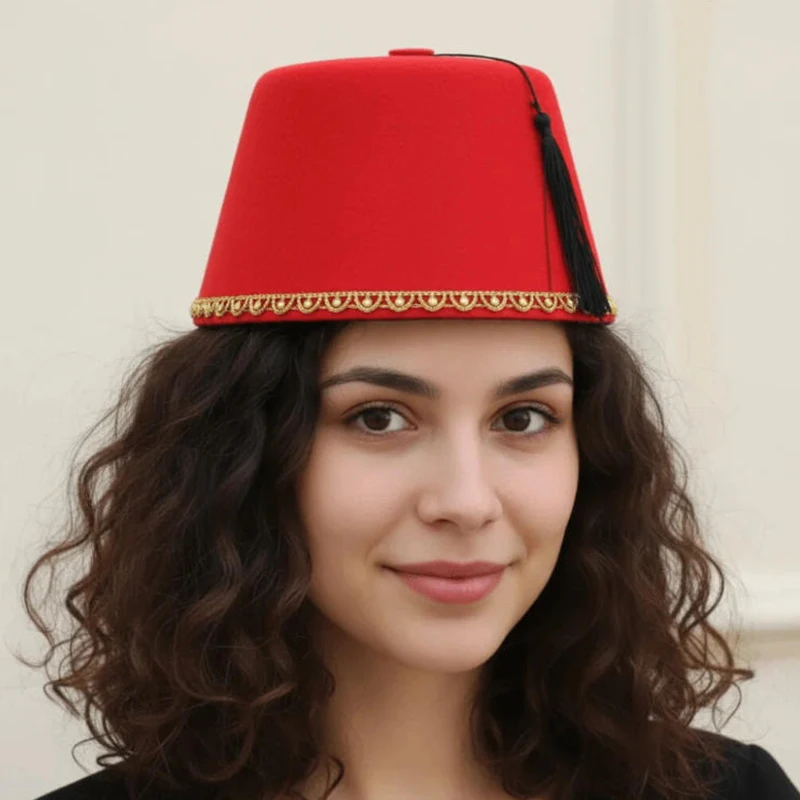 Round Felt Fez Cap Breathable Tarboosh Fez Hat Cosplay Moroccan Hat Turkish Tassels Cap Festival Party Hat
Round Felt Fez Cap Breathable Tarboosh Fez Hat Cosplay Moroccan Hat Turkish Tassels Cap Festival Party Hat