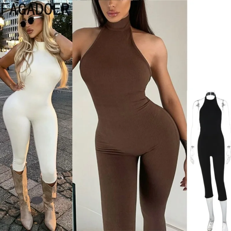 FAGADOER Sexy Bodycon Jumpsuit Women Solid Color Sleeveless Backless Skinny One Piece Romper Female Party Nightclub Overalls New
FAGADOER Sexy Bodycon Jumpsuit Women Solid Color Sleeveless Backless Skinny One Piece Romper Female Party Nightclub Overalls New