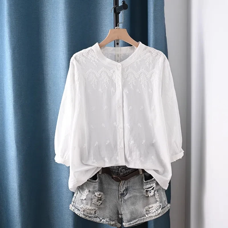 2025 Women's stylish shirts bohemian design embroidered shirts 100% cotton 3/4 sleeves blouses boho clothing
2025 Women's stylish shirts bohemian design embroidered shirts 100% cotton 3/4 sleeves blouses boho clothing