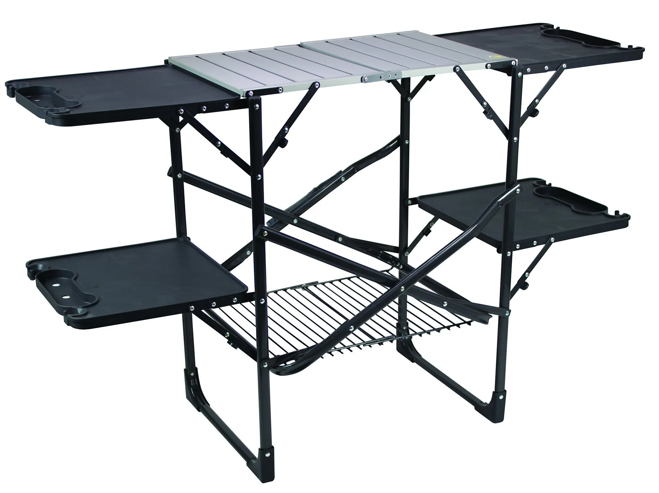 Slim-Fold Cook Station Portable Folding Kitchen Table with a Heat Resistant Tabletop 4 Side Tables & Storage Rack
Slim-Fold Cook Station Portable Folding Kitchen Table with a Heat Resistant Tabletop 4 Side Tables & Storage Rack