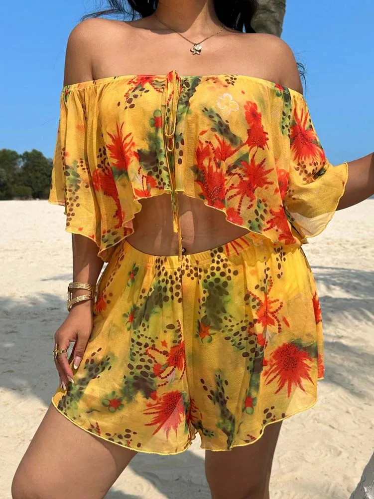 Plus-Size Spring/Summer Y2K Resort-Style Printed Tie-Front Bow-Detail Shawl Top and Mini Skirt Two-Piece Set – Beach Outfit
Plus-Size Spring/Summer Y2K Resort-Style Printed Tie-Front Bow-Detail Shawl Top and Mini Skirt Two-Piece Set – Beach Outfit