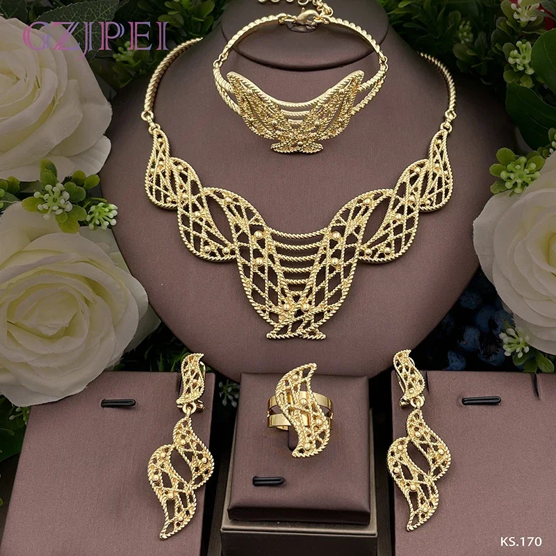 African Gold Color Big Jewelry Set Exaggerate Large Necklace Bracelet Long Earring Ring Set For Women Birthday Gifts 2025 New 
African Gold Color Big Jewelry Set Exaggerate Large Necklace Bracelet Long Earring Ring Set For Women Birthday Gifts 2025 New
