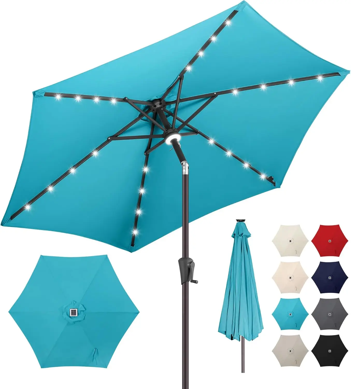 Зонт для патио на солнечной батарее длиной 7,5 футов с 24 светодиодами, водонепроницаемая защита от ультрафиолета, наклона и рукоятки для бассейна, сада, террасы — небесно-голубой
Зонт для патио на солнечной батарее длиной 7,5 футов с 24 светодиодами, водонепроницаемая защита от ультрафиолета, наклона и рукоятки для бассейна, сада, террасы — небесно-голубой