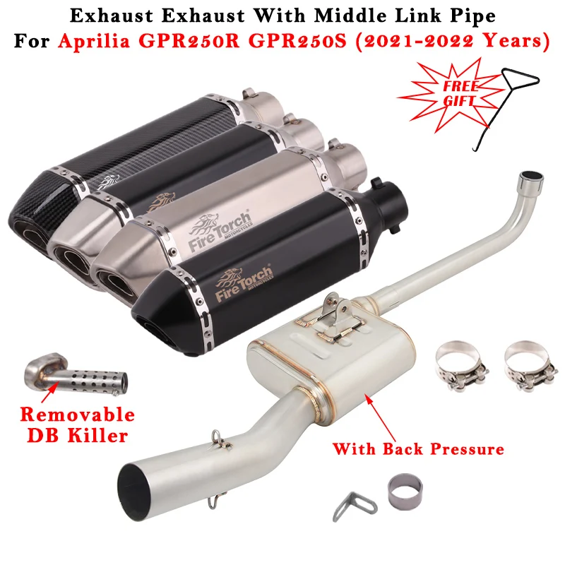 For Aprilia GPR250R GPR250S 202 2022 Motorcycle Exhaust System Escape Modified Muffler And Middle Link Pipe With Back Pressure
For Aprilia GPR250R GPR250S 202 2022 Motorcycle Exhaust System Escape Modified Muffler And Middle Link Pipe With Back Pressure