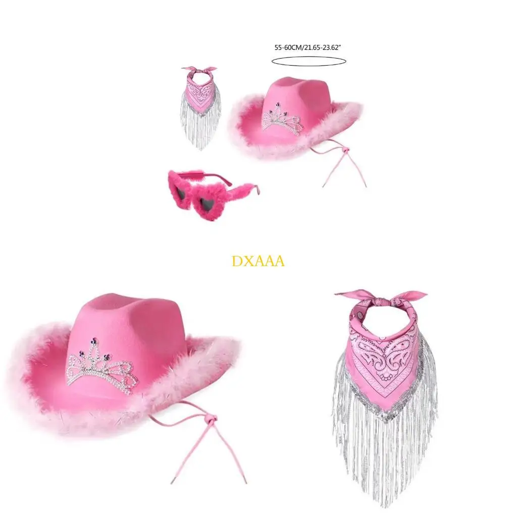 DXAA Cowgirl Costume Set for Bachelorettes Party Cowboy Hats Fringed Bandanas Women Bridal Shower Pink Costume Nightclub Suit
DXAA Cowgirl Costume Set for Bachelorettes Party Cowboy Hats Fringed Bandanas Women Bridal Shower Pink Costume Nightclub Suit