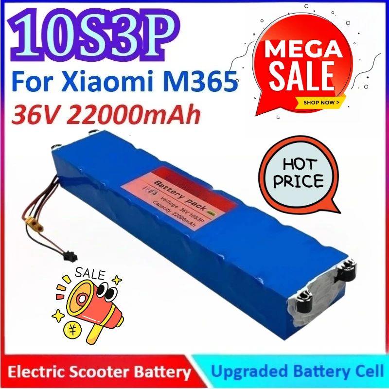 New 10S3P 36V 22000mAh Electric Scooter Battery for Xiaomi M365 Rechargeable Battery with SM+XT60 Plug and UK/EU/US Charger
New 10S3P 36V 22000mAh Electric Scooter Battery for Xiaomi M365 Rechargeable Battery with SM+XT60 Plug and UK/EU/US Charger
