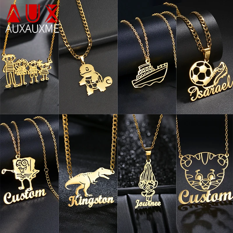 Auxauxme Personalized Children Drawing Necklace Stainless Steel Custom Artworks Logol Pendant Jewelry for Family Women Men
Auxauxme Personalized Children Drawing Necklace Stainless Steel Custom Artworks Logol Pendant Jewelry for Family Women Men