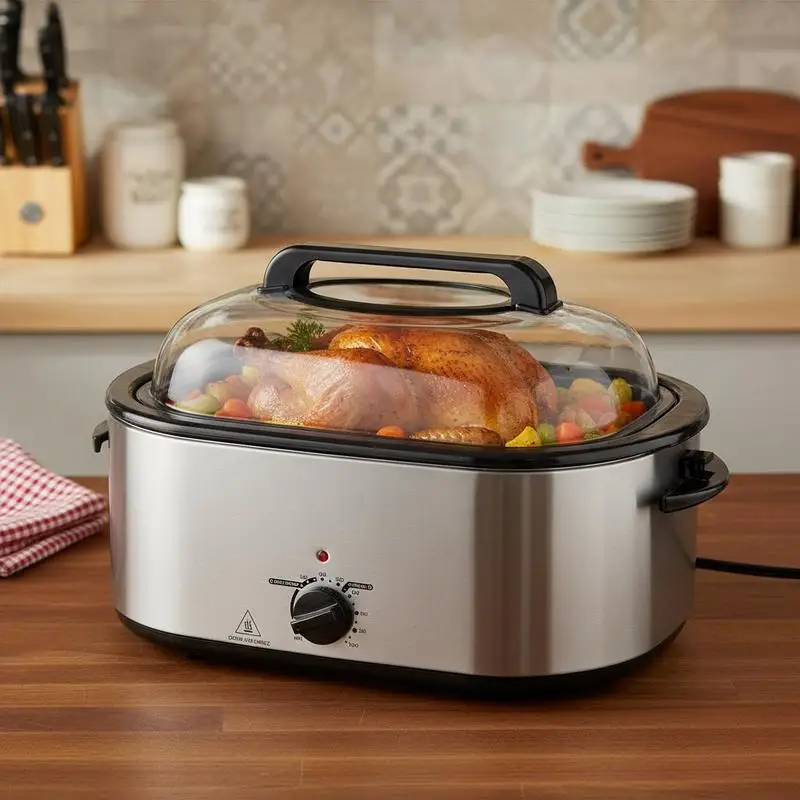 Roaster Oven 24 QT For Family Party Holiday Dinner Thanksgiving Roast Turkey, 1450W Defrost Warm Function Adjustable Temperature Control Removable Pan Rack 28LBS Capacity Silver
Roaster Oven 24 QT For Family Party Holiday Dinner Thanksgiving Roast Turkey, 1450W Defrost Warm Function Adjustable Temperature Control Removable Pan Rack 28LBS Capacity Silver