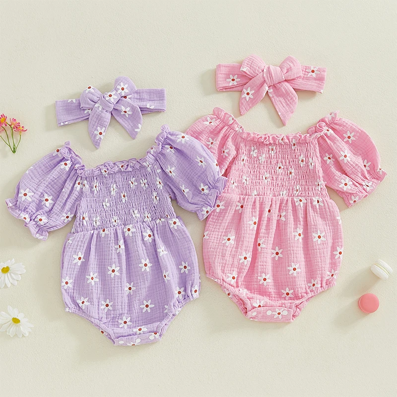 Summer Newborn Infant Baby Girls Romper + Headband Short Sleeve Daisy Print Baby Rompers Jumpsuits Fashion Baby Clothing
Summer Newborn Infant Baby Girls Romper + Headband Short Sleeve Daisy Print Baby Rompers Jumpsuits Fashion Baby Clothing
