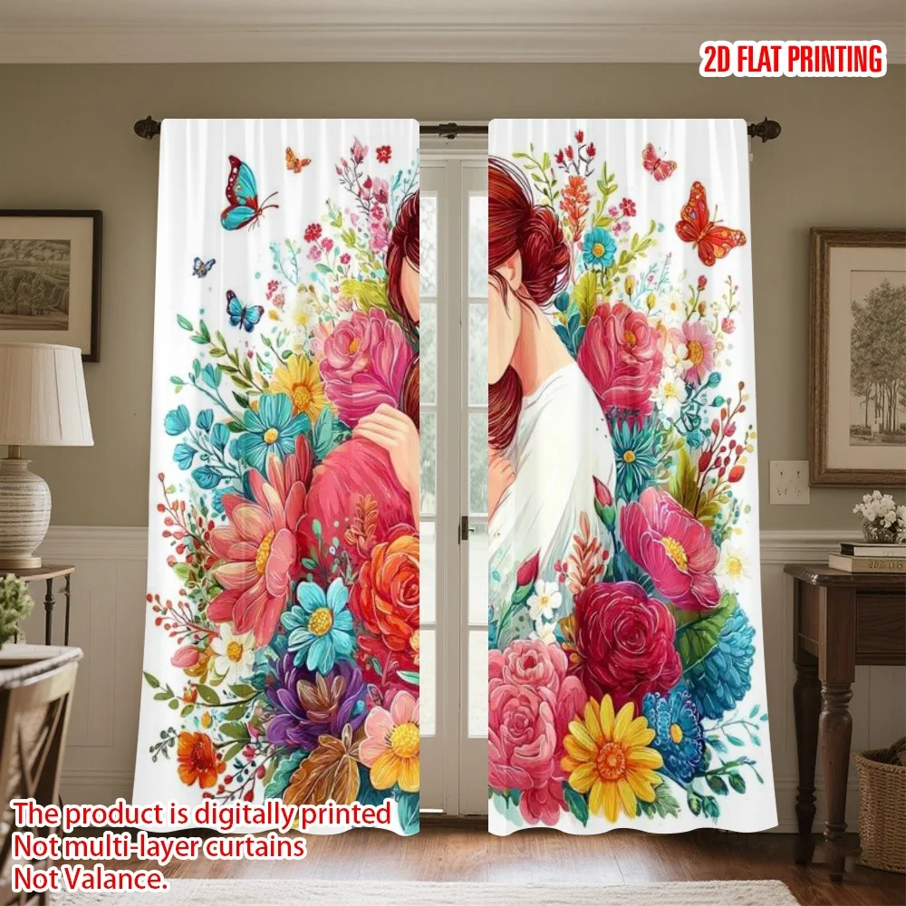 2D flat printing 2pcs Curtain Window Curtains Mother's Day Floral Harmony Digital Printed Polyester Drapes Festive Wall Decor
2D flat printing 2pcs Curtain Window Curtains Mother's Day Floral Harmony Digital Printed Polyester Drapes Festive Wall Decor