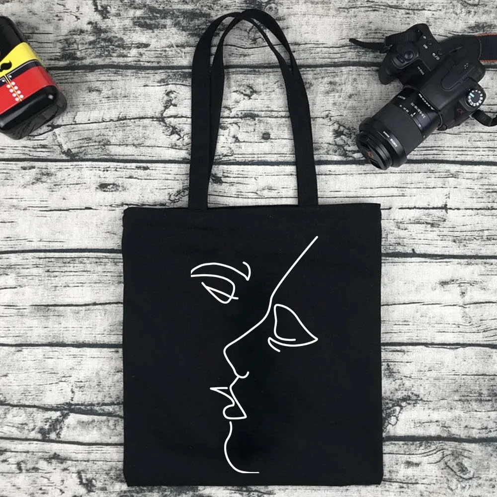 Abstract Face Line Art Canvas Tote Bag Romantic Kiss Design Eco Friendly Shoulder Bag For Daily Use
Abstract Face Line Art Canvas Tote Bag Romantic Kiss Design Eco Friendly Shoulder Bag For Daily Use
