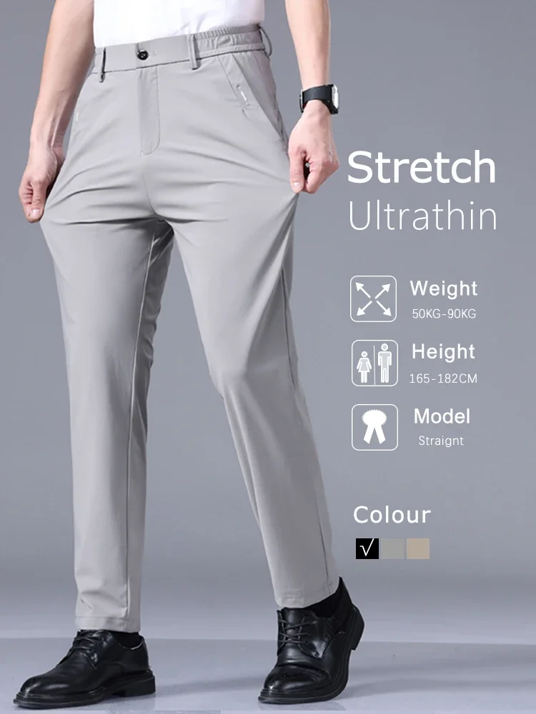 Business Ultra-thin Pants Men's High Elastic Straight Casual Slim Trousers Breathable Classic Male Brand Pant Black Gray
Business Ultra-thin Pants Men's High Elastic Straight Casual Slim Trousers Breathable Classic Male Brand Pant Black Gray