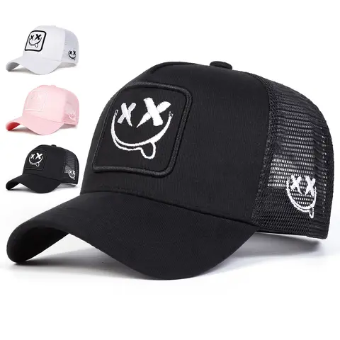 Unisex XX Smiling Face Embroidery Baseball Net Caps Spring Summer Outdoor Sunscreen Hat Adjustable Casual Trucker Hats