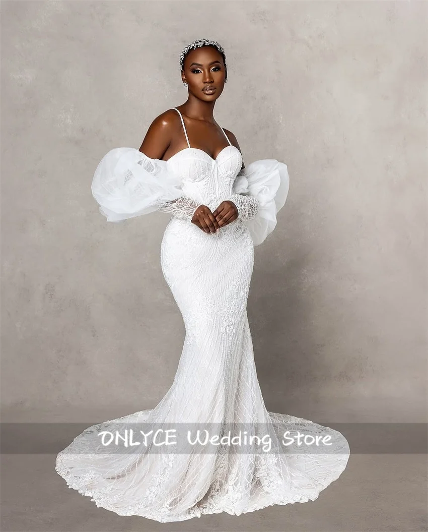 Glitter Beading African Wedding Dress 2025 Puffy Sleeves Sparkly Bride Dresses Straps Luxury Robe De Mariee Customized
Glitter Beading African Wedding Dress 2025 Puffy Sleeves Sparkly Bride Dresses Straps Luxury Robe De Mariee Customized