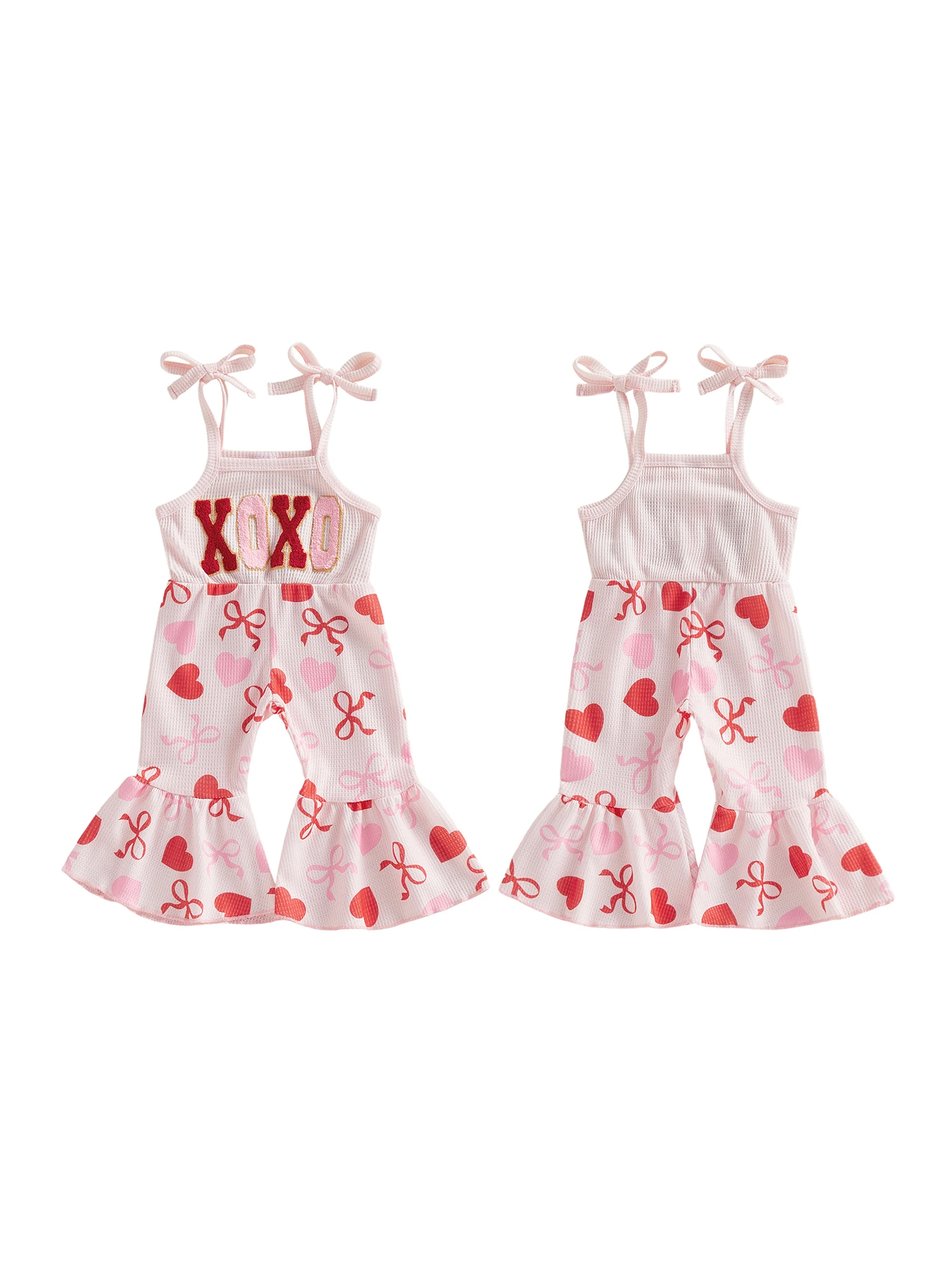 Adorable Infant Girl Romper with Sweet Heart Embroidery and Bow Detail Sleeveless Flared Overalls for Stylish Baby Girl
Adorable Infant Girl Romper with Sweet Heart Embroidery and Bow Detail Sleeveless Flared Overalls for Stylish Baby Girl