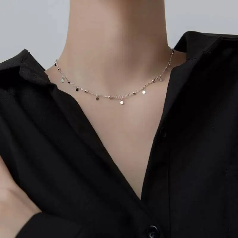 Fashion Choker Necklace with Small Tassel Circle Beads Charm Link Chain 925 Sterling Silver Jewelry for Women Party Accessory
Fashion Choker Necklace with Small Tassel Circle Beads Charm Link Chain 925 Sterling Silver Jewelry for Women Party Accessory