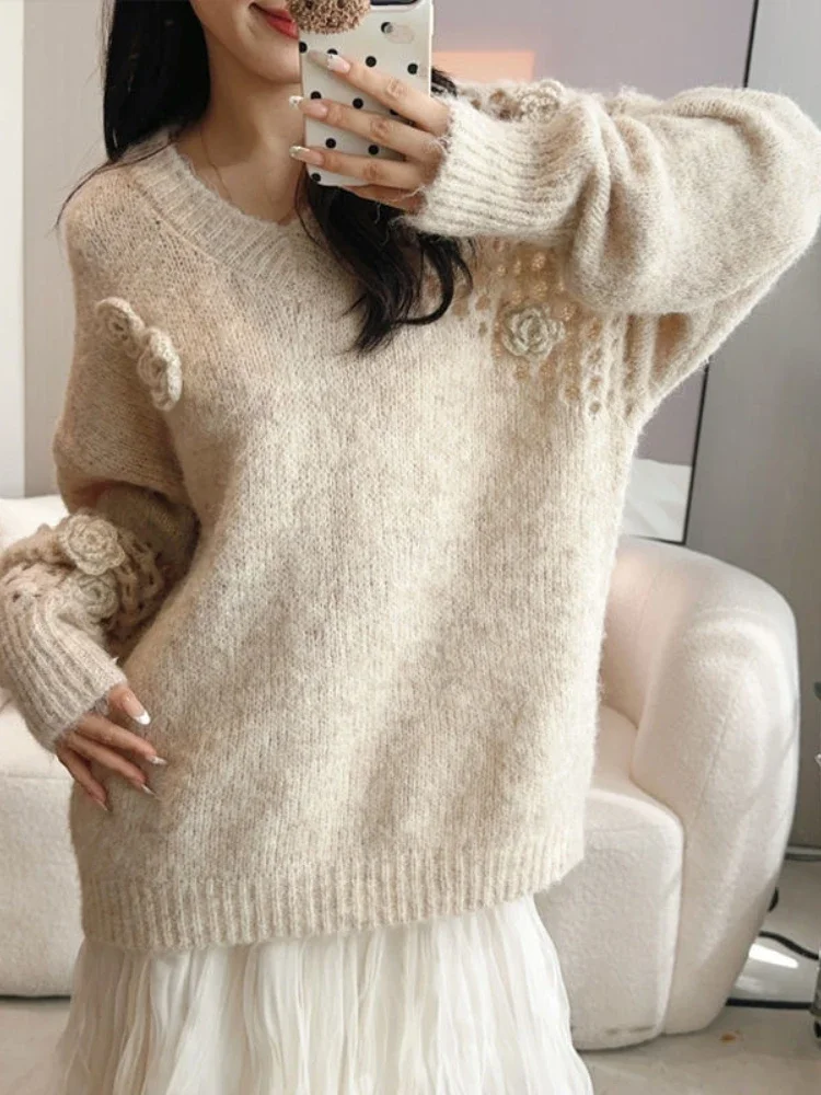 Fashion Vintage Sweaters V Neck Long Sleeve Solid Color Flower Patchwork Hollow Out Pullovers Casual Loose 2024 Women's Clothing
Fashion Vintage Sweaters V Neck Long Sleeve Solid Color Flower Patchwork Hollow Out Pullovers Casual Loose 2024 Women's Clothing