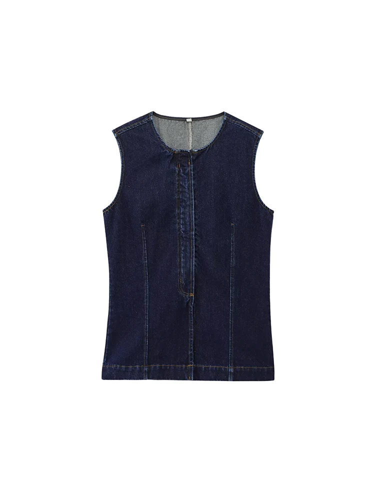 Willshela Women Fashion Denim Navy Blue Front Zipper Vest Vintage O-Neck Sleeveless Female Chic Lady Tank Tops
Willshela Women Fashion Denim Navy Blue Front Zipper Vest Vintage O-Neck Sleeveless Female Chic Lady Tank Tops