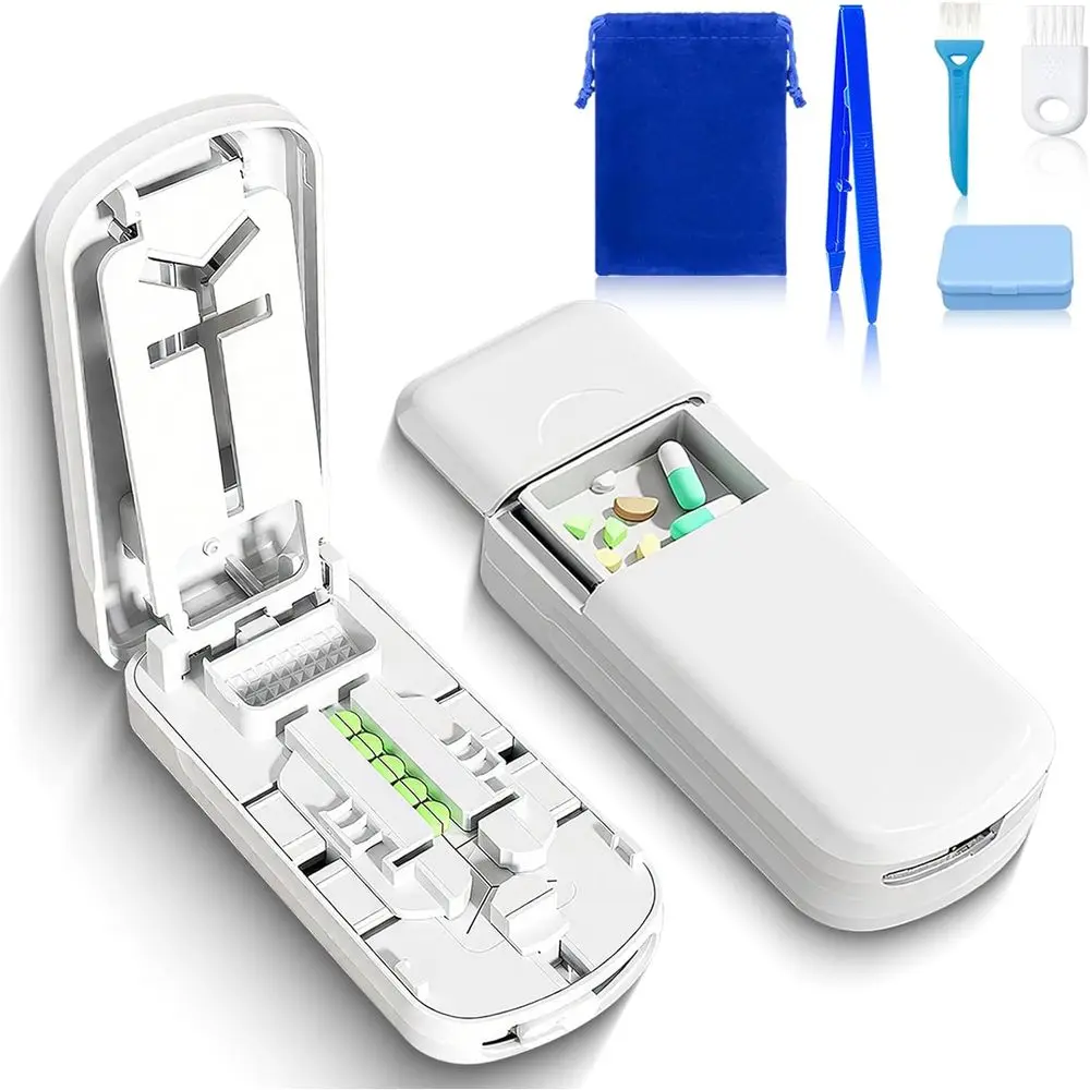 Compact Pill Splitter for 1/2, 1/3, and 1/4 Doses with Storage and Tweezers
Compact Pill Splitter for 1/2, 1/3, and 1/4 Doses with Storage and Tweezers