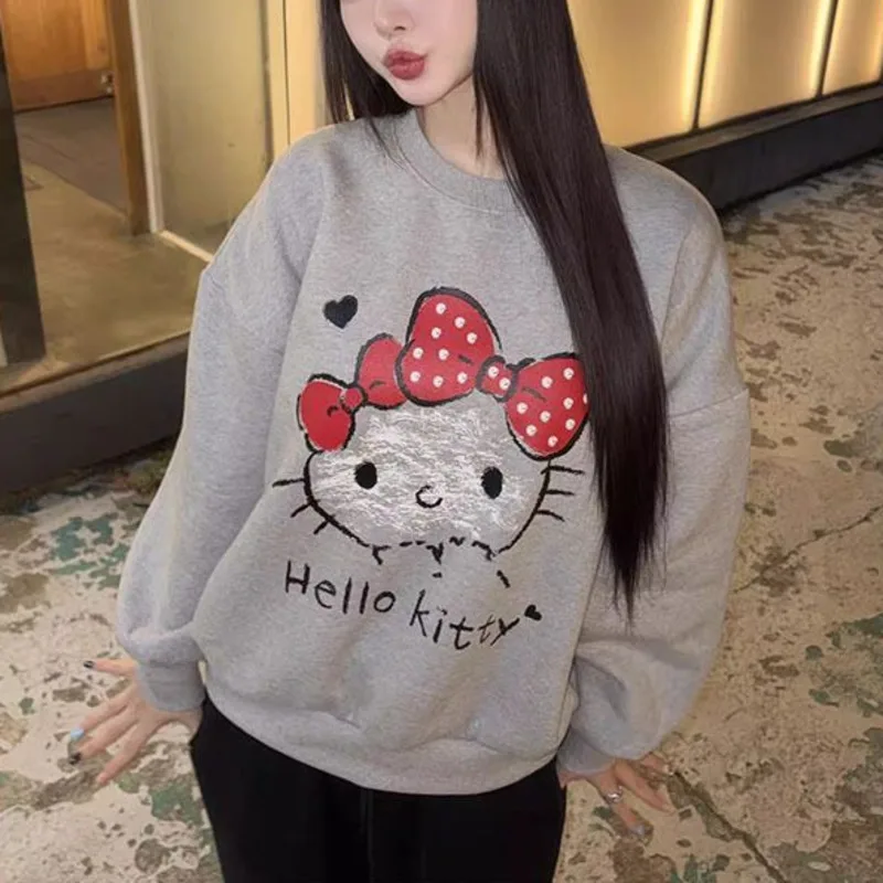 Sanrio Hello Kitty Korean Version Round Neck Pullover Simple Cartoon Bow Pattern Hoodie New Trend Cute Print Versatile Loose Top
Sanrio Hello Kitty Korean Version Round Neck Pullover Simple Cartoon Bow Pattern Hoodie New Trend Cute Print Versatile Loose Top