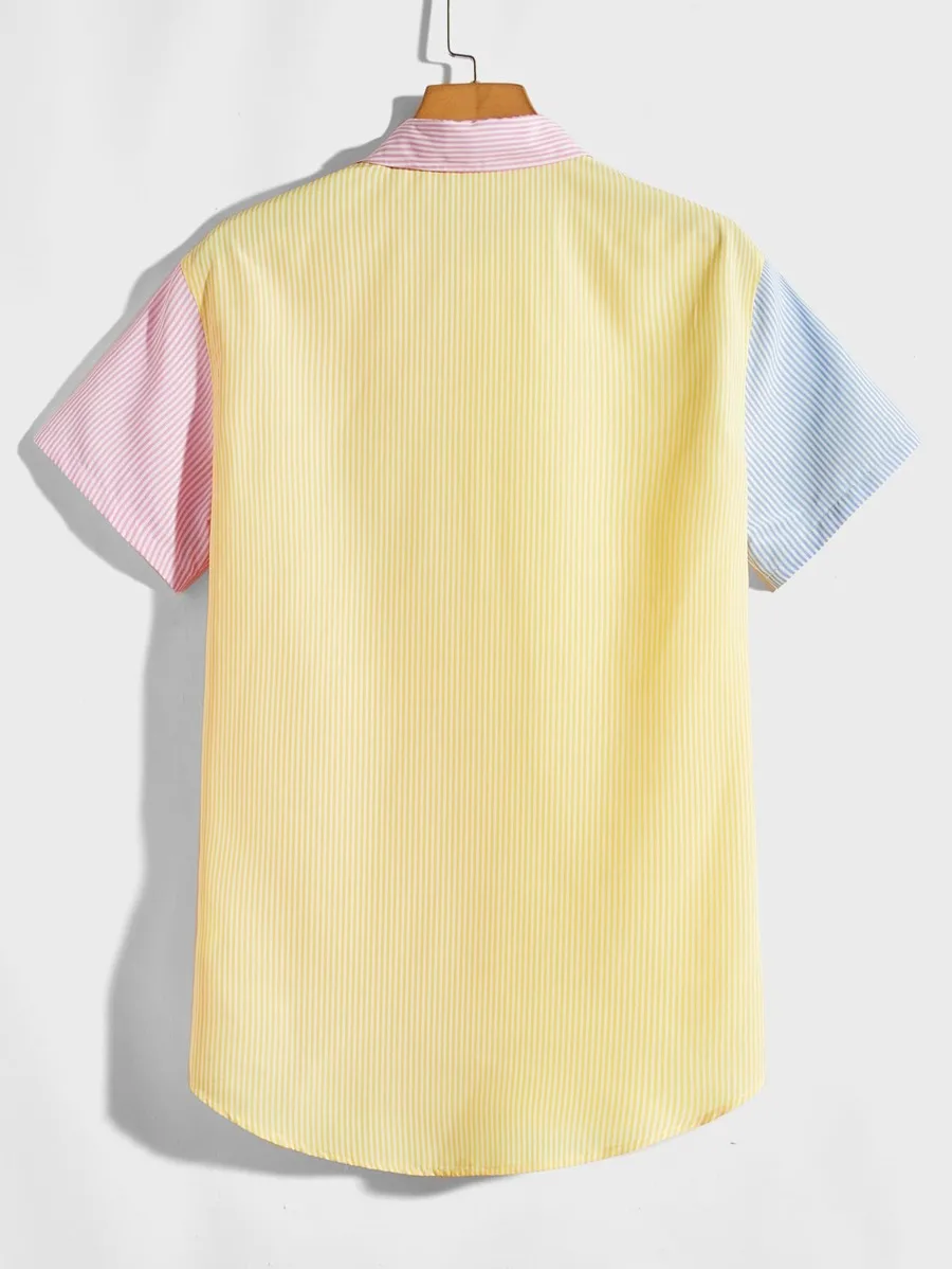 Men Vertical Striped Short Sleeve Casual Shirt With Turn-Down Collar
Men Vertical Striped Short Sleeve Casual Shirt With Turn-Down Collar