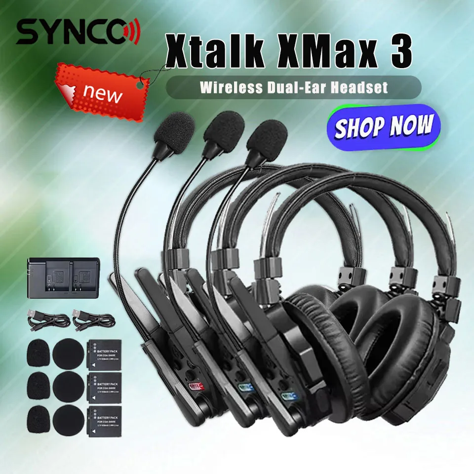 SYNCO Xtalk XMax 3 Dual-Ear Noise Isolation Cancellation Wireless Intercom System Team 3 User Communication Bluetooth Headset
SYNCO Xtalk XMax 3 Dual-Ear Noise Isolation Cancellation Wireless Intercom System Team 3 User Communication Bluetooth Headset
