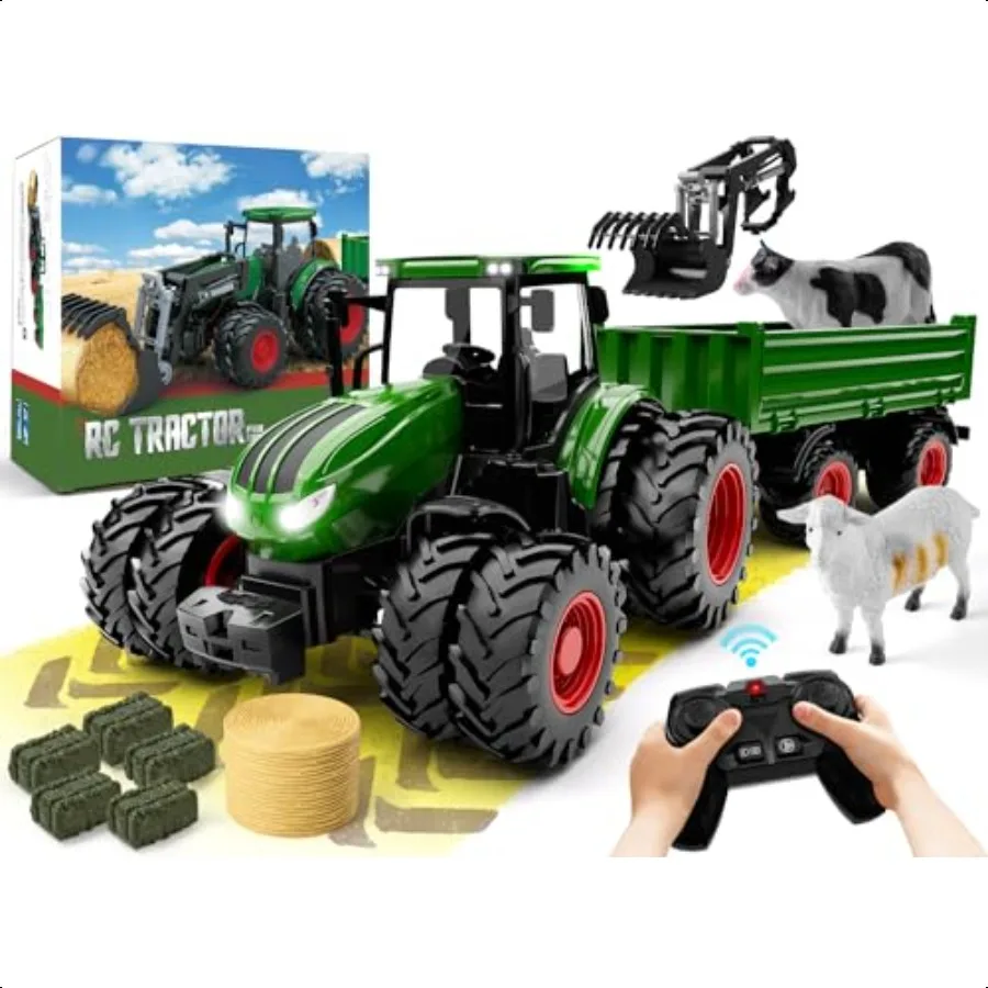 Remote Control Tractor Toy RC Tractor Set Truck and Trailer Front Loader Metal Car Head 8 Wheel Light Toddlers Farm Vehicle Toy
Remote Control Tractor Toy RC Tractor Set Truck and Trailer Front Loader Metal Car Head 8 Wheel Light Toddlers Farm Vehicle Toy
