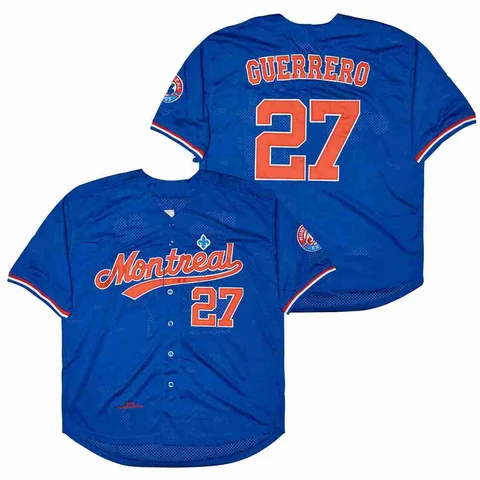 2024 baseball jerseys Montreal 27 GUERRERO 10 DAWSON Sewing embroidery Outdoor sportswear Hip hop culture blue gray Big size