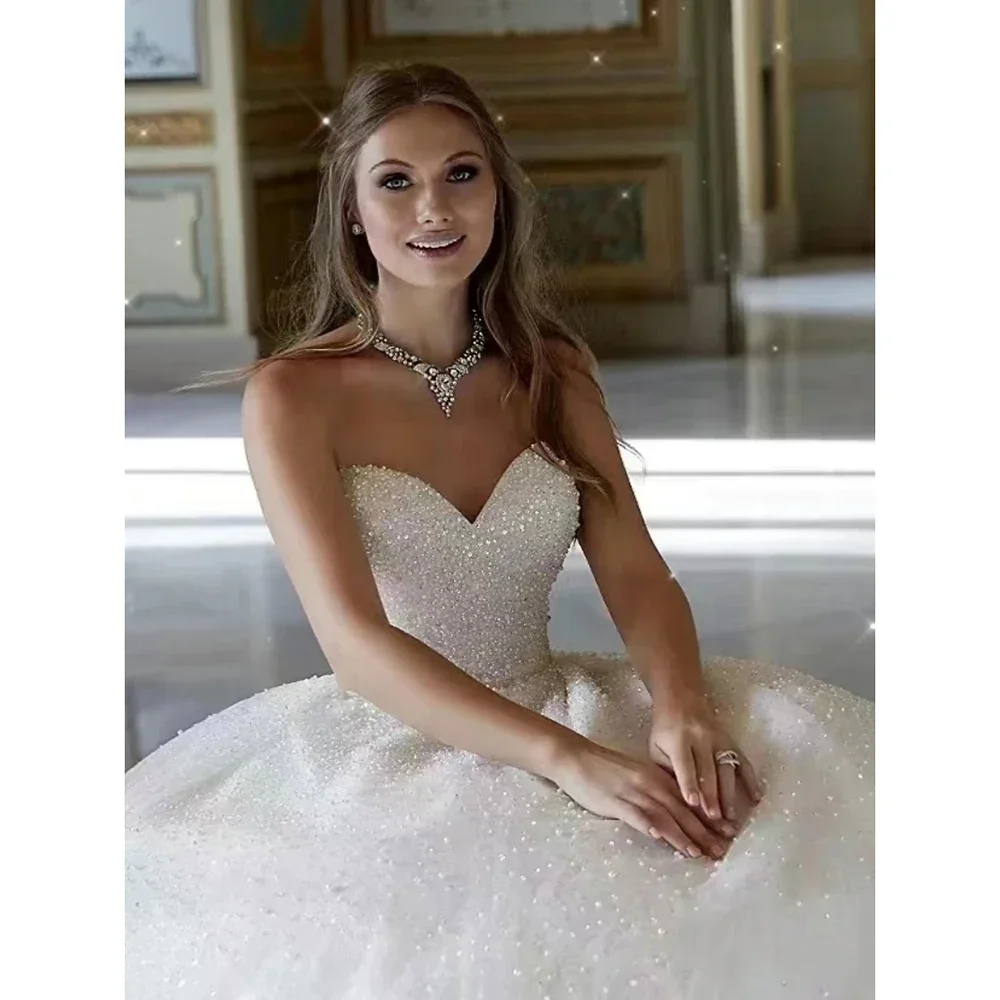 Customize Romantic Sweetheart Collar Wedding Dress Elegant Sleeveless Backless Beading Bridal Gown Made Princess Dress
Customize Romantic Sweetheart Collar Wedding Dress Elegant Sleeveless Backless Beading Bridal Gown Made Princess Dress