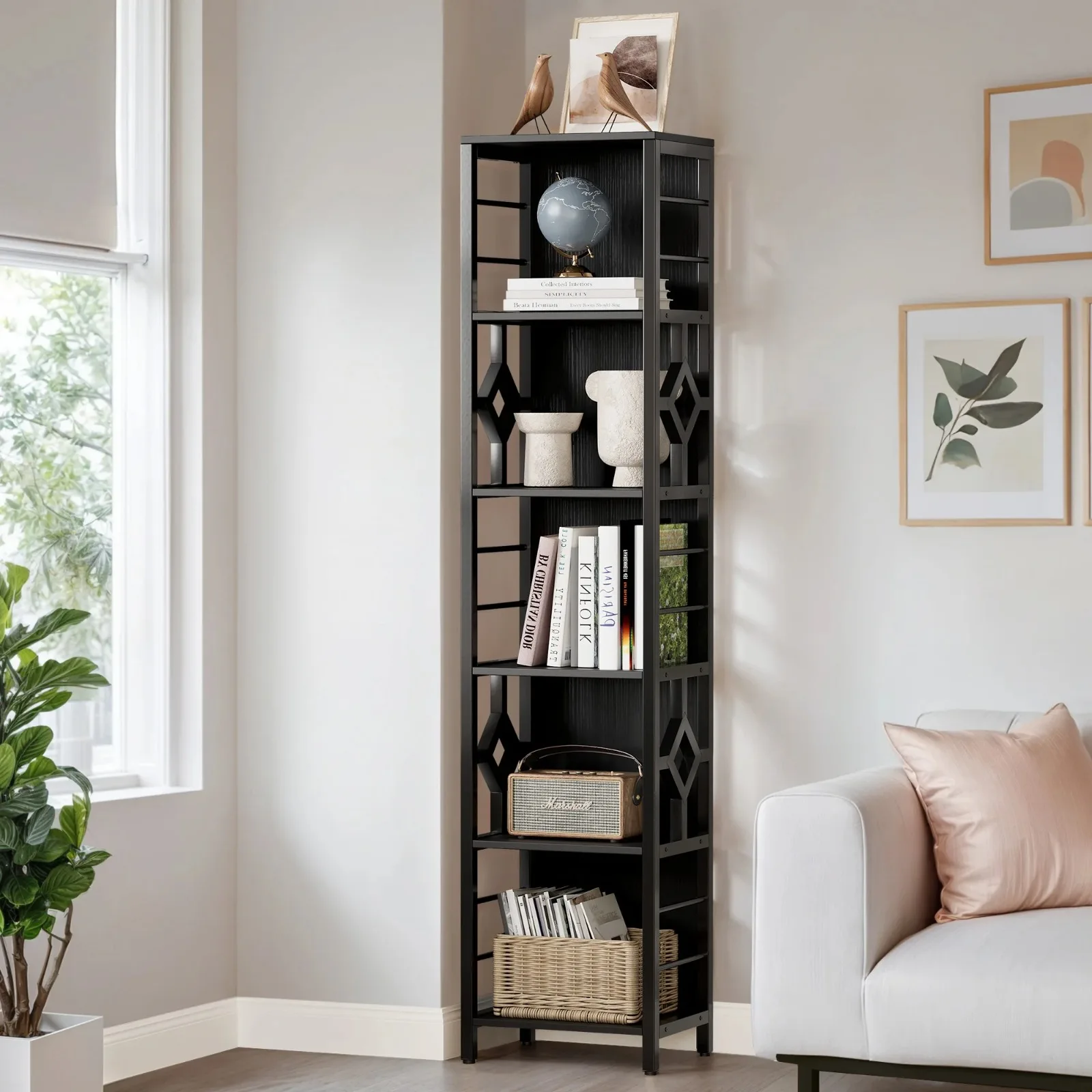 US 5-Tier Industrial Bookshelf, Tall Narrow Bookcase with Metal Frame, Open Storage Display Rack Etagere Shelves for
US 5-Tier Industrial Bookshelf, Tall Narrow Bookcase with Metal Frame, Open Storage Display Rack Etagere Shelves for
