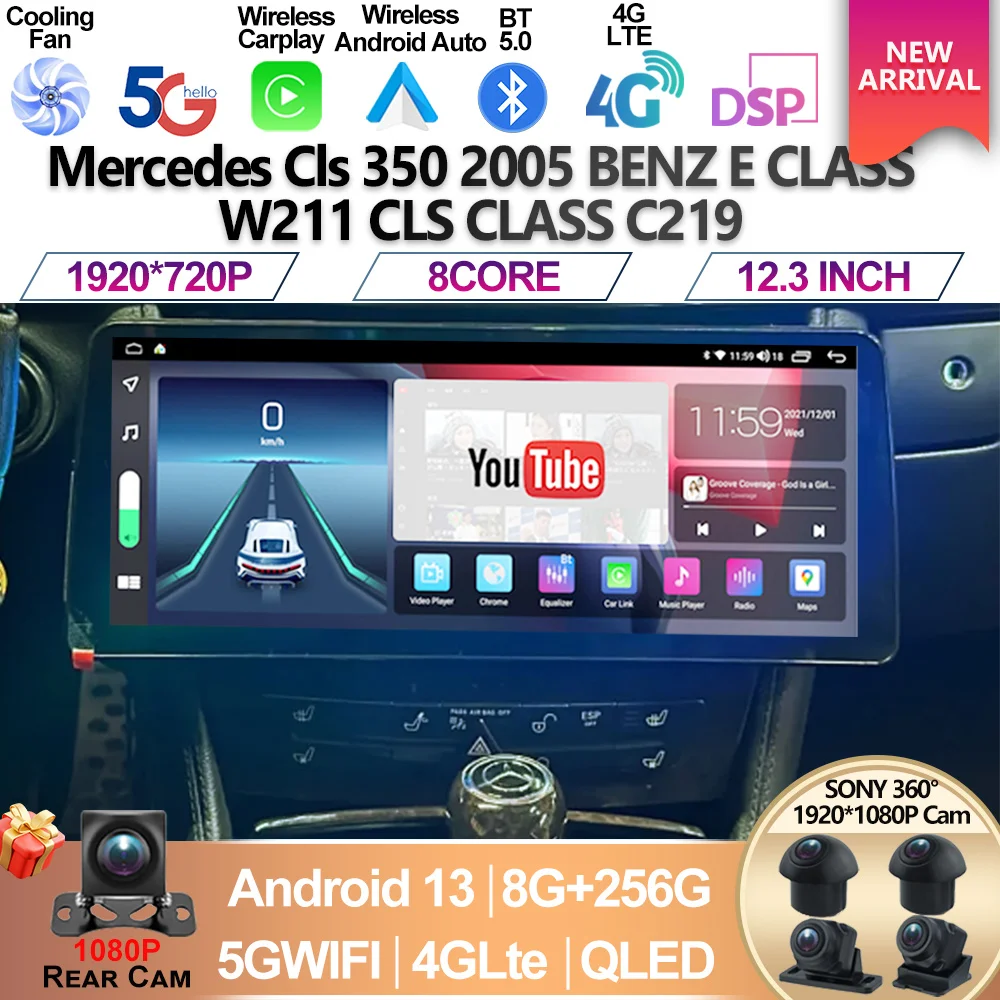 Автомобильный радиоприемник 12,3 дюйма, Android 13, для Mercedes Cls 350 2005 BENZ E CLASS W211 CLS CLASS C219, GPS, мультимедийный видеоплеер, стерео, Carplay
Автомобильный радиоприемник 12,3 дюйма, Android 13, для Mercedes Cls 350 2005 BENZ E CLASS W211 CLS CLASS C219, GPS, мультимедийный видеоплеер, стерео, Carplay