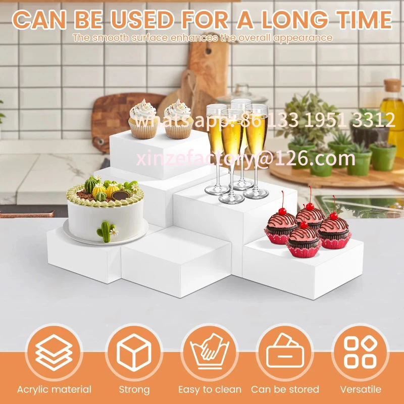 Customizable 3/6Pcs Buffet Risers White Acrylic Food Display Risers Nesting Catering Dessert Cake Stand
Customizable 3/6Pcs Buffet Risers White Acrylic Food Display Risers Nesting Catering Dessert Cake Stand