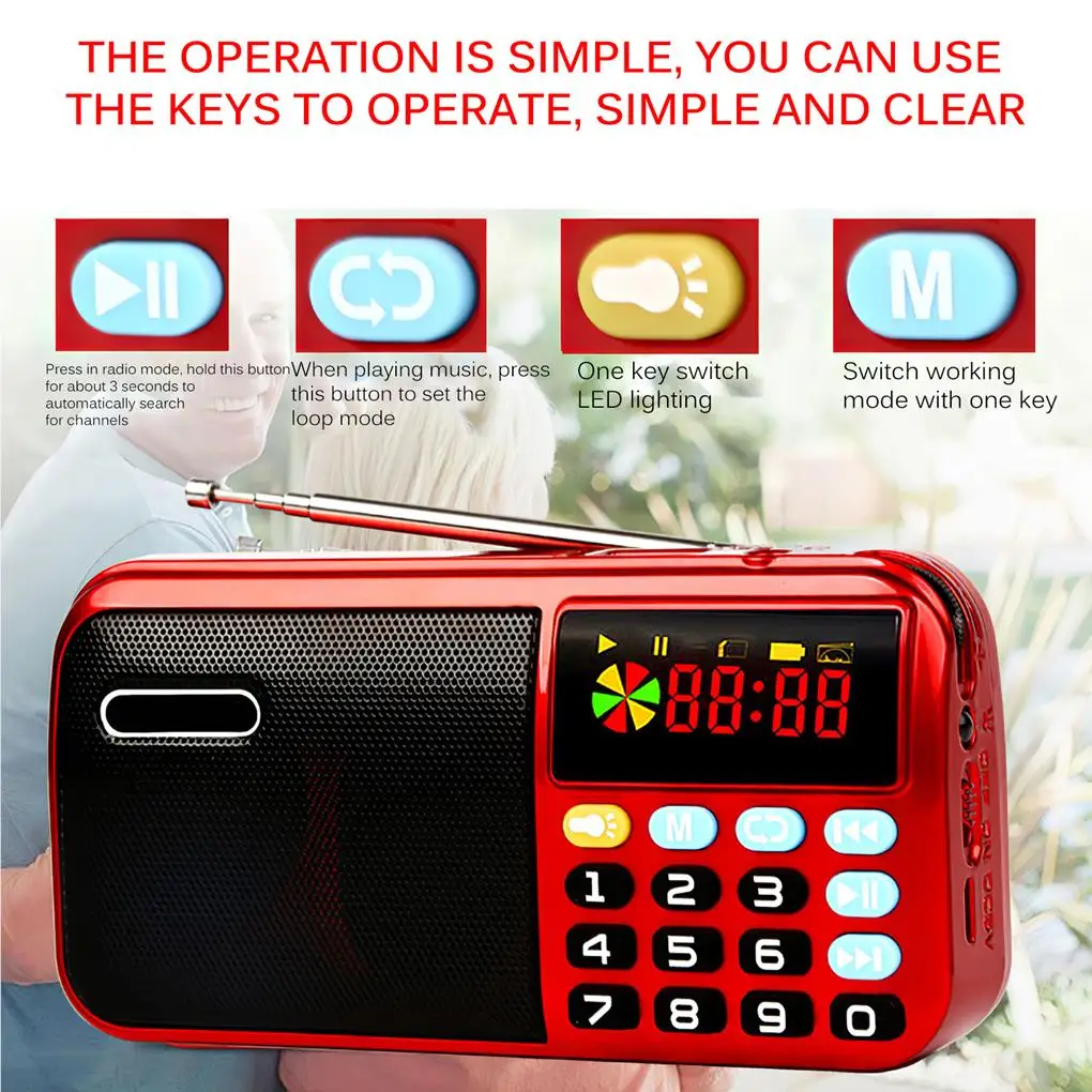 Radio Speaker Small Digital USB Rechargeable with Display Plug-in Card Broadcast Channel Player Audio Equipment
Radio Speaker Small Digital USB Rechargeable with Display Plug-in Card Broadcast Channel Player Audio Equipment