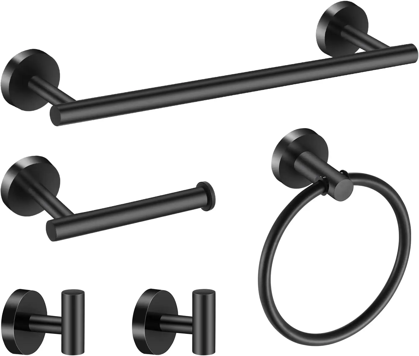5-Piece Bathroom Towel Bar Set with 16" Bar, Ring & Hooks for Modern Decor
5-Piece Bathroom Towel Bar Set with 16" Bar, Ring & Hooks for Modern Decor