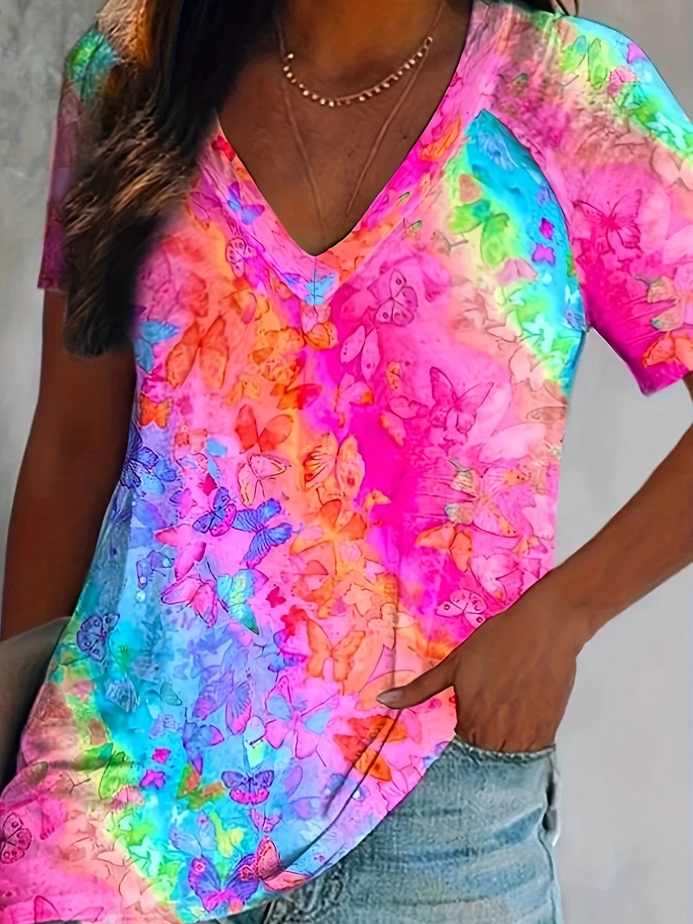 Summer Women Plus Size Colorful Butterfly Printed T-shirt Spring and Summer Casual Women T-shirt Quick Drying and Breathable
Summer Women Plus Size Colorful Butterfly Printed T-shirt Spring and Summer Casual Women T-shirt Quick Drying and Breathable