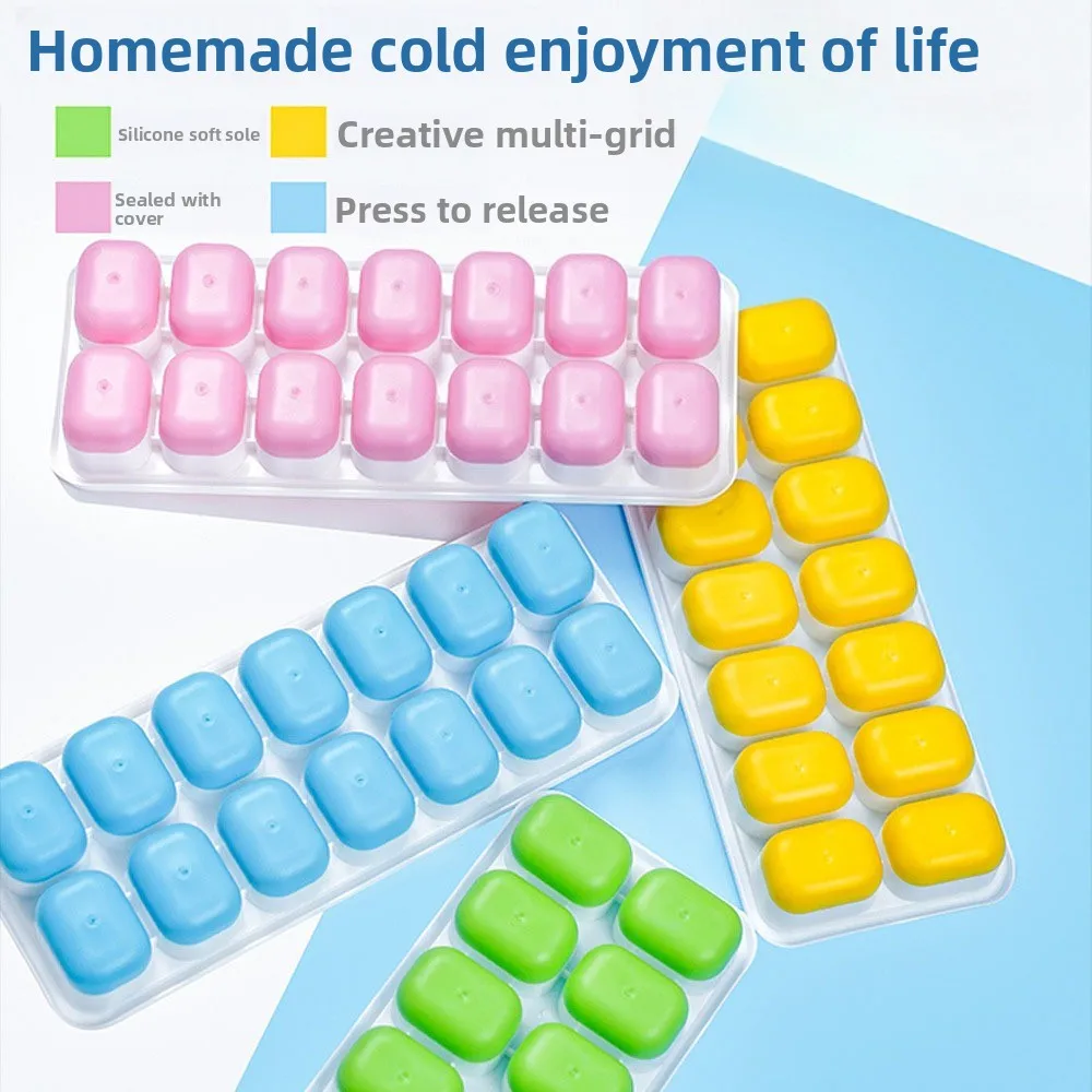 6-grid 14 grid square ice cube mold, with lid, silicone soft bottom, easy to disassemble molding, homemade ice cube box
6-grid 14 grid square ice cube mold, with lid, silicone soft bottom, easy to disassemble molding, homemade ice cube box